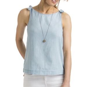 Vineyard Vines Chambray Tie Shoulder Sleeveless Blouse Sz 0